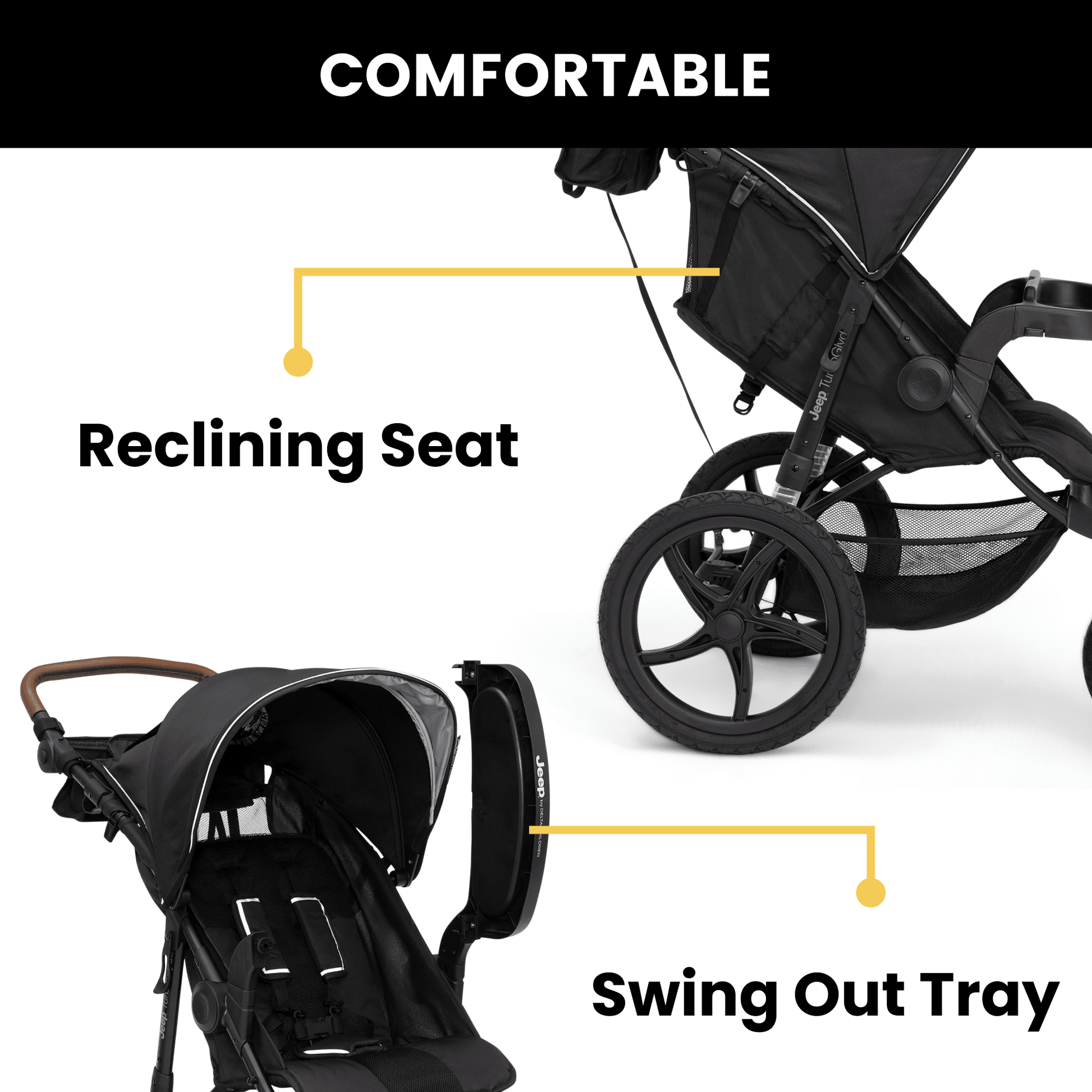 Delta Children Jeep TurboGlyde Jogging Stroller with Swivel Wheel