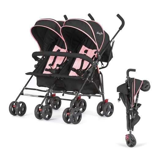 Dream On Me Volgo Side-by-Side Twin Umbrella Stroller with Swivel Wheels