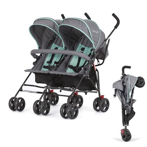 Dream On Me Volgo Side-by-Side Twin Umbrella Stroller with Swivel Wheels