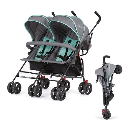 Dream On Me Volgo Side-by-Side Twin Umbrella Stroller with Swivel Wheels