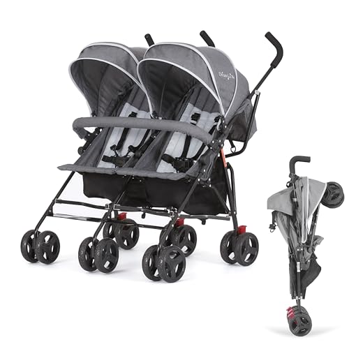 Dream On Me Volgo Side-by-Side Twin Umbrella Stroller with Swivel Wheels