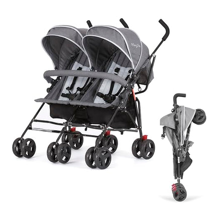 Dream On Me Volgo Side-by-Side Twin Umbrella Stroller with Swivel Wheels