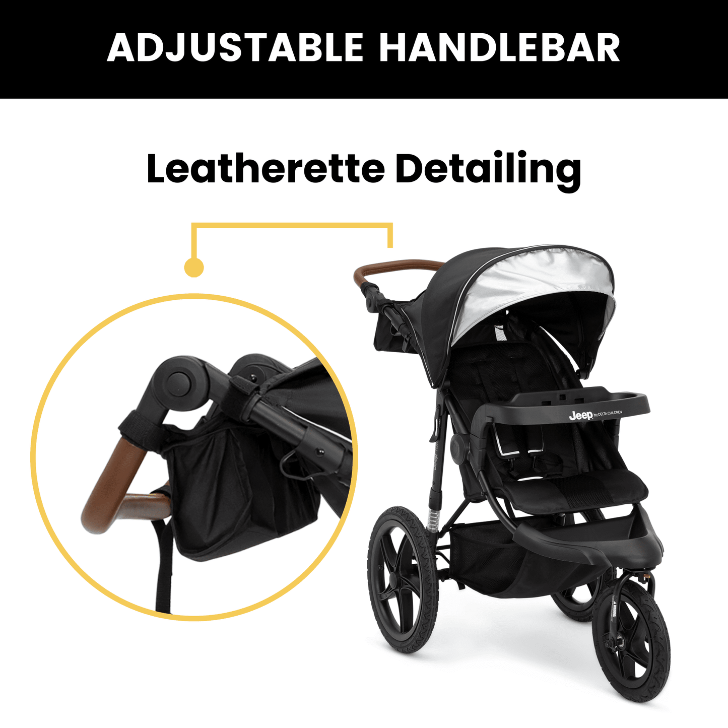 Delta Children Jeep TurboGlyde Jogging Stroller with Swivel Wheel