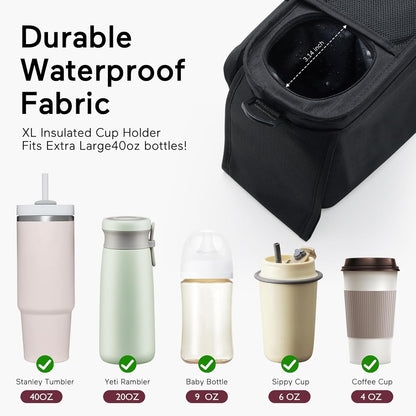 Momcozy Universal Stroller Organizer with Insulated Cup Holder