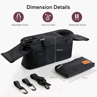 Momcozy Universal Stroller Organizer with Insulated Cup Holder
