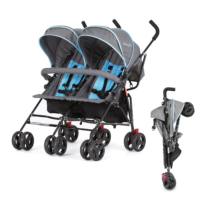 Dream On Me Volgo Side-by-Side Twin Umbrella Stroller with Swivel Wheels