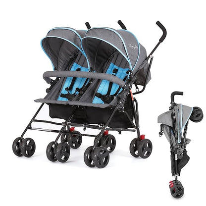 Dream On Me Volgo Side-by-Side Twin Umbrella Stroller with Swivel Wheels