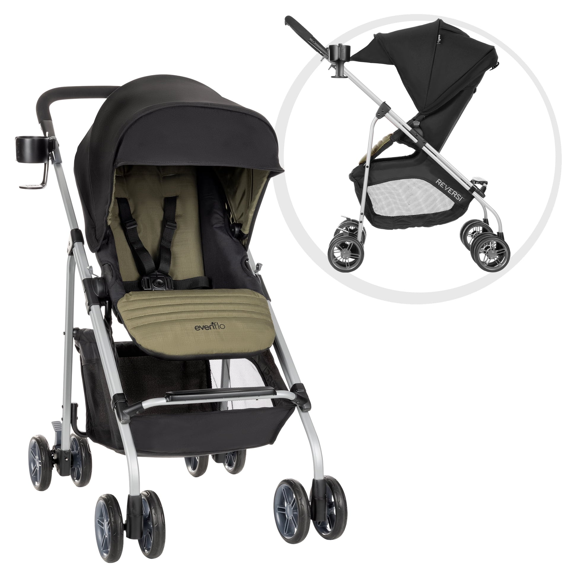 Evenflo Reversi Lightweight Reversible Stroller with Storage Basket