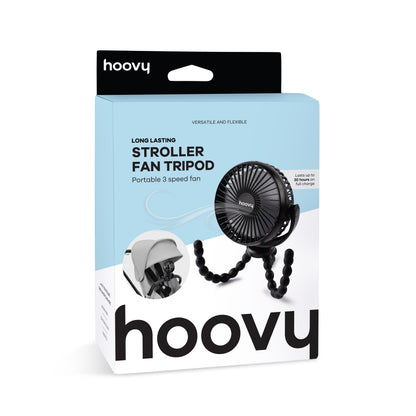 Hoovy Portable Rechargeable Stroller Fan with Flexible Tripod Legs