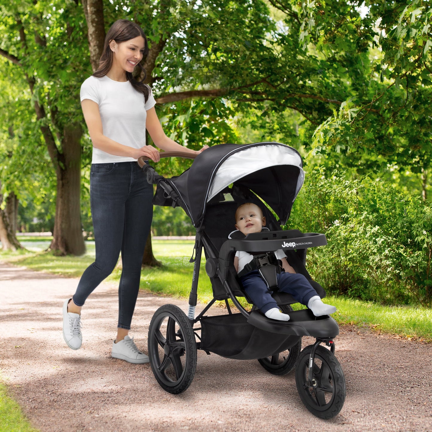 Delta Children Jeep TurboGlyde Jogging Stroller with Swivel Wheel
