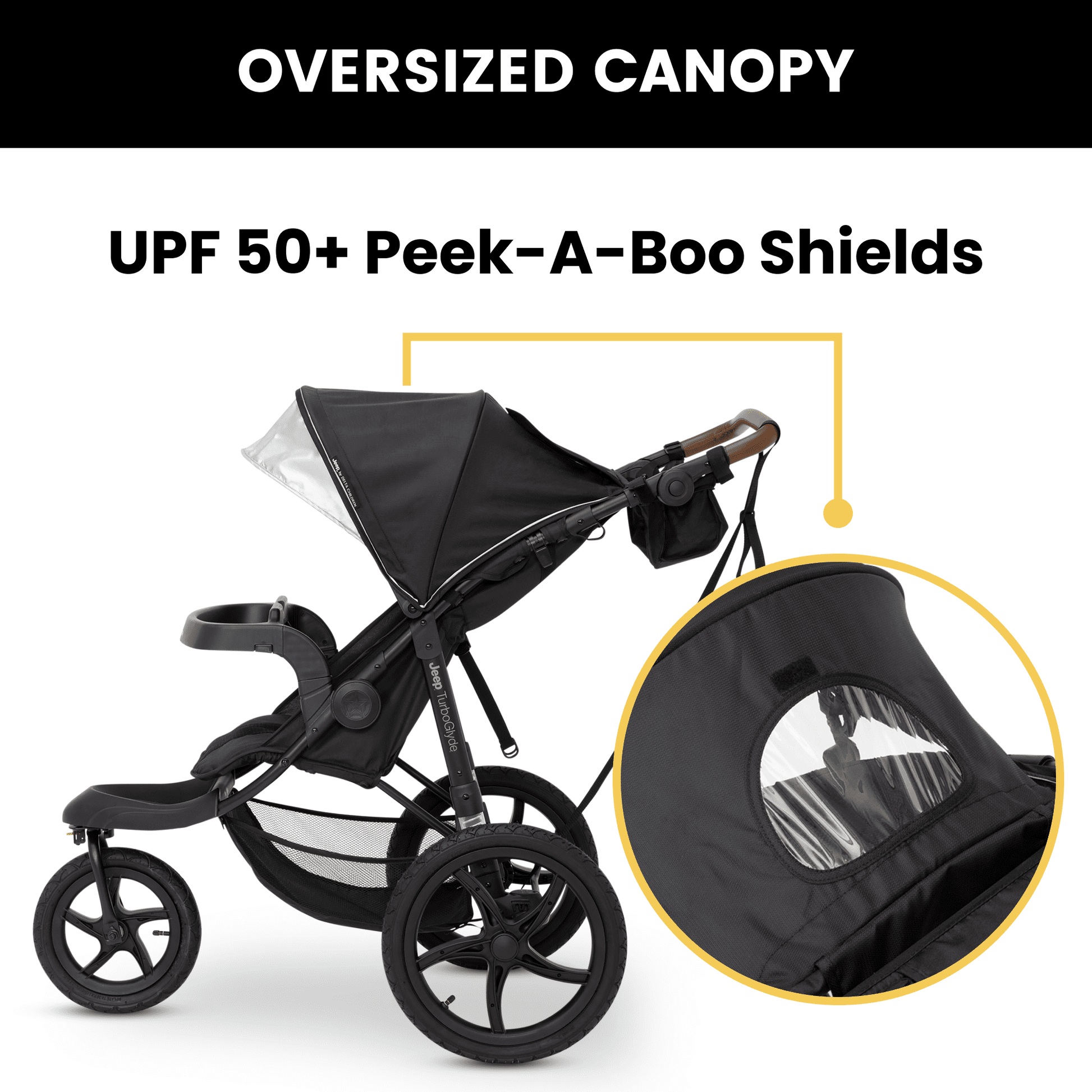 Delta Children Jeep TurboGlyde Jogging Stroller with Swivel Wheel
